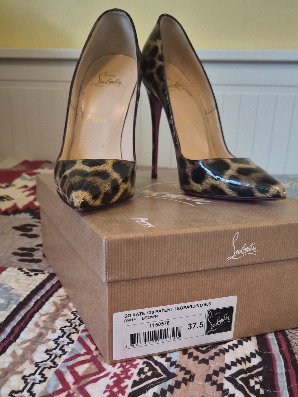 Christian Louboutin Leopard Patent Pumps with Red Soles